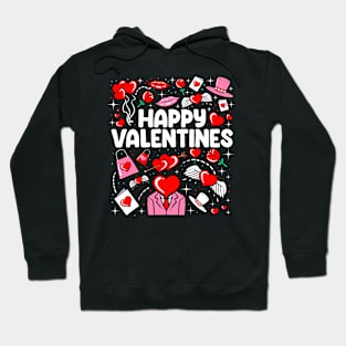 Happy Valentines Day Cute Heart Love Flower Pattern Hoodie